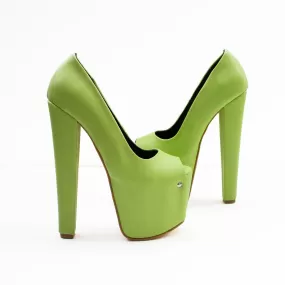 Pistachio Green Platform Chunky Heels