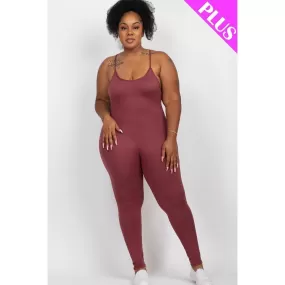 Plus Size Solid Bodycon Cami Jumpsuit