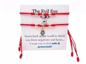 Powerful Red Bracelet Matching Set of 2 Red Strings Evil Eye & Hamsa Pendant