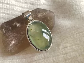 Prehnite with Epidote Brea Pendant - Regular Oval