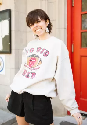 Rolling Stones Huskers Football Lick Sand Thrifted Sweatshirt