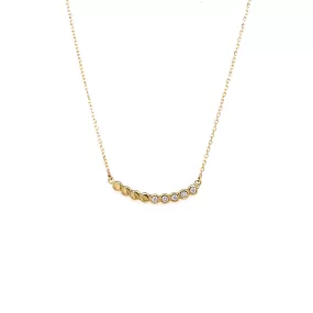 Short 14K Gold Bead Bar Necklace with Diamonds (N1146D)