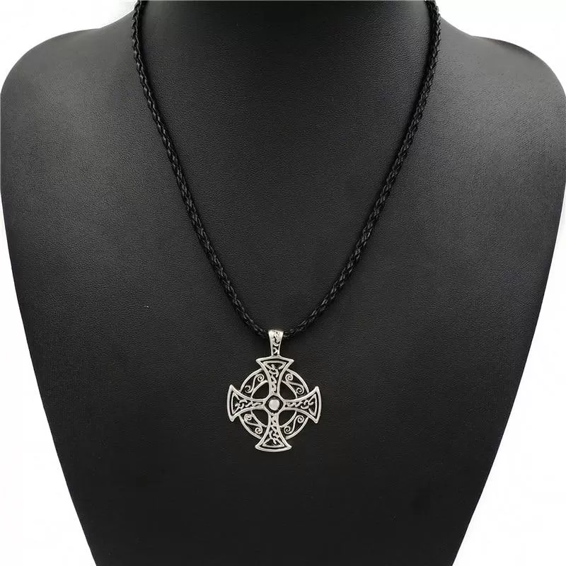 Silver Celtic Solar Cross Pewter Pendant Necklaces