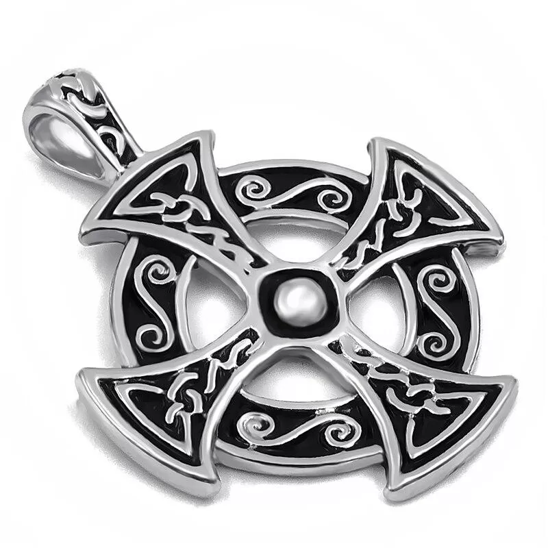 Silver Celtic Solar Cross Pewter Pendant Necklaces