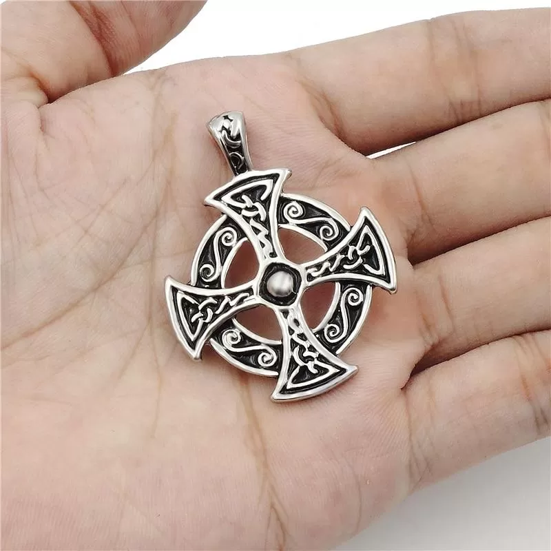 Silver Celtic Solar Cross Pewter Pendant Necklaces