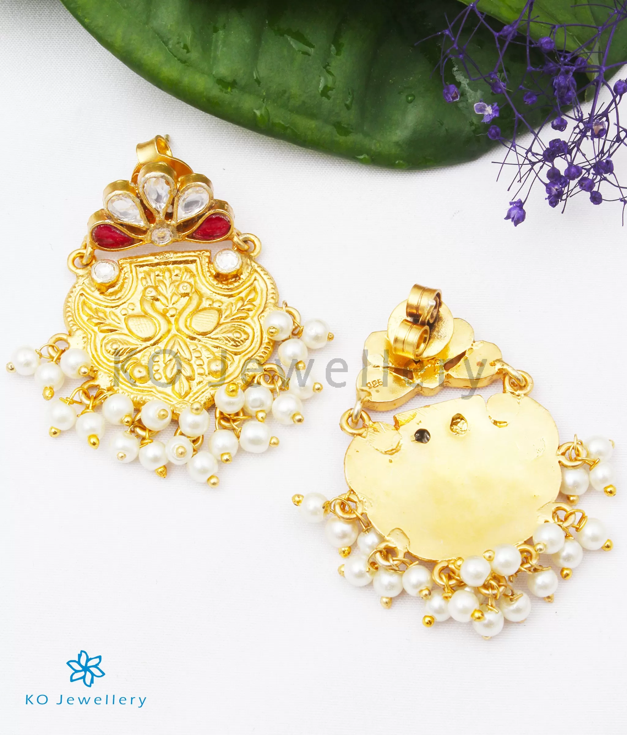 Silver Earrings - kundan 1