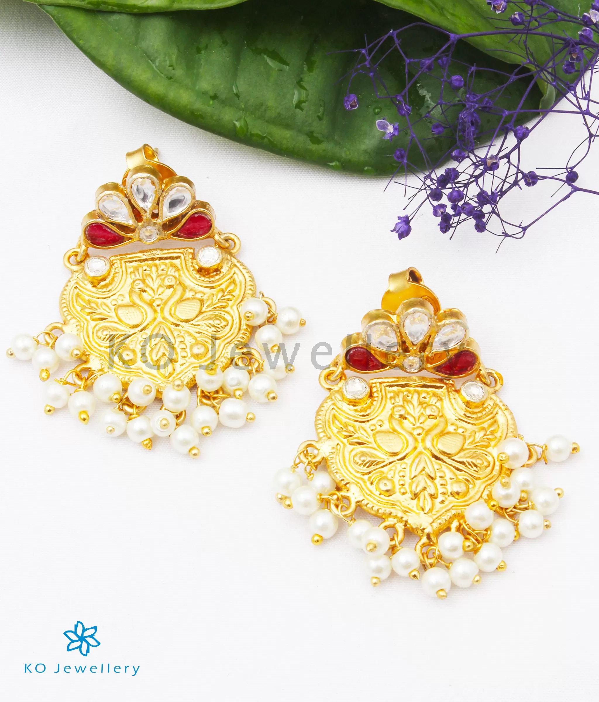 Silver Earrings - kundan 1