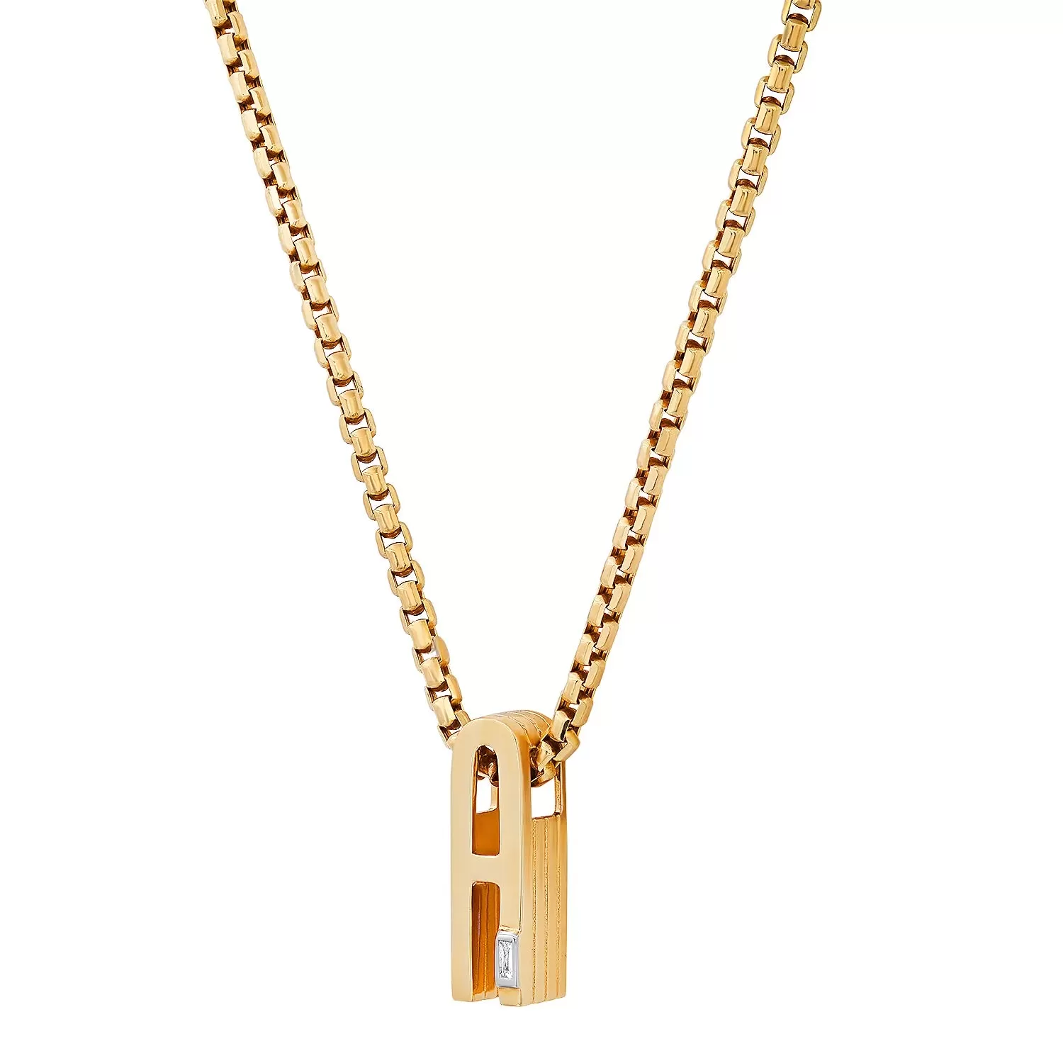 Slide-On Textured Initial with Baguette Necklace