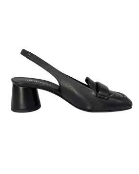 Slingback Loafer with Stack Heel (Baron Black)