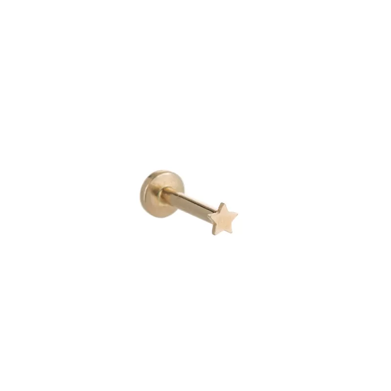 Solid Gold Mini Star Stud Single Earring, 14k