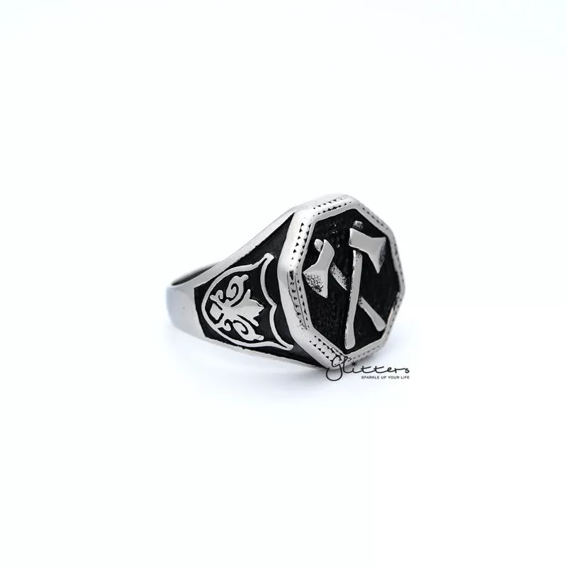 Stainless Steel Ax Hexagon Shape Casting Men's Rings