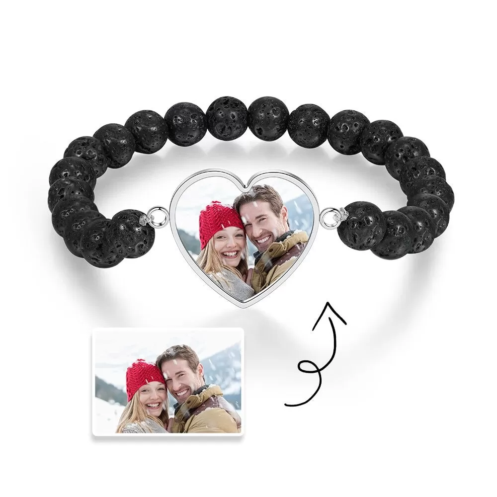 Stainless Steel Photo Engraved Black Bracelet