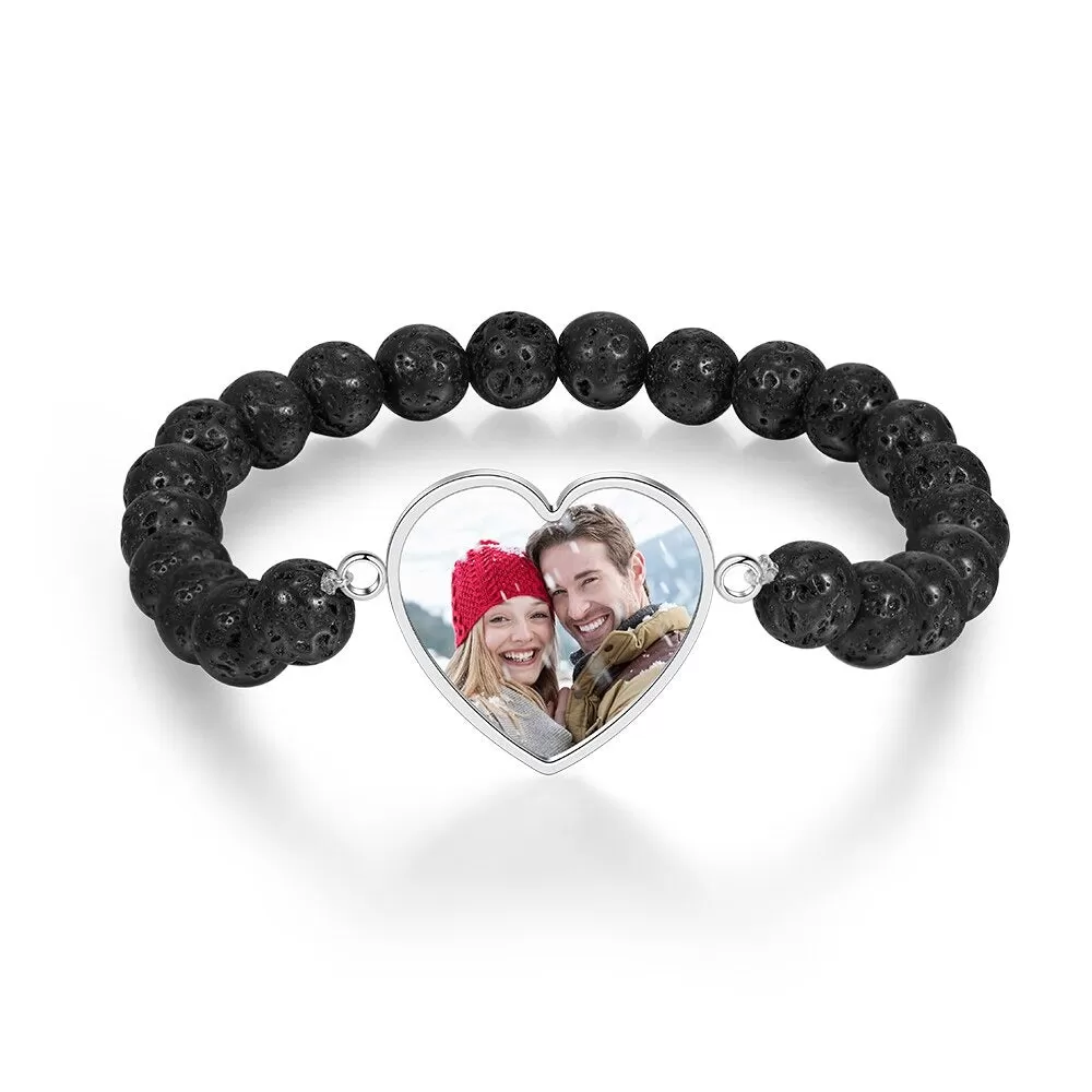 Stainless Steel Photo Engraved Black Bracelet