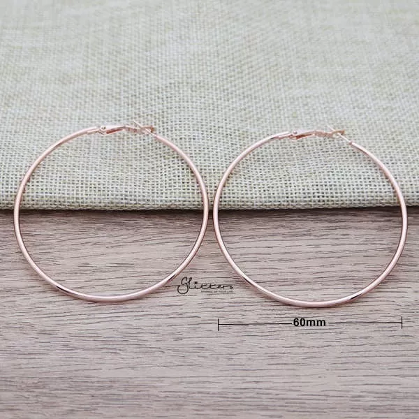 Stainless Steel Plain Wire Circle Hoop Women's Earrings - Rose Gold