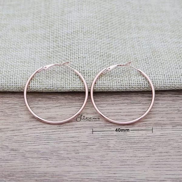 Stainless Steel Plain Wire Circle Hoop Women's Earrings - Rose Gold