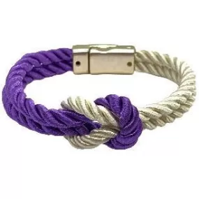 The Original Love Knot Satin Rope Bracelet- Purple and White