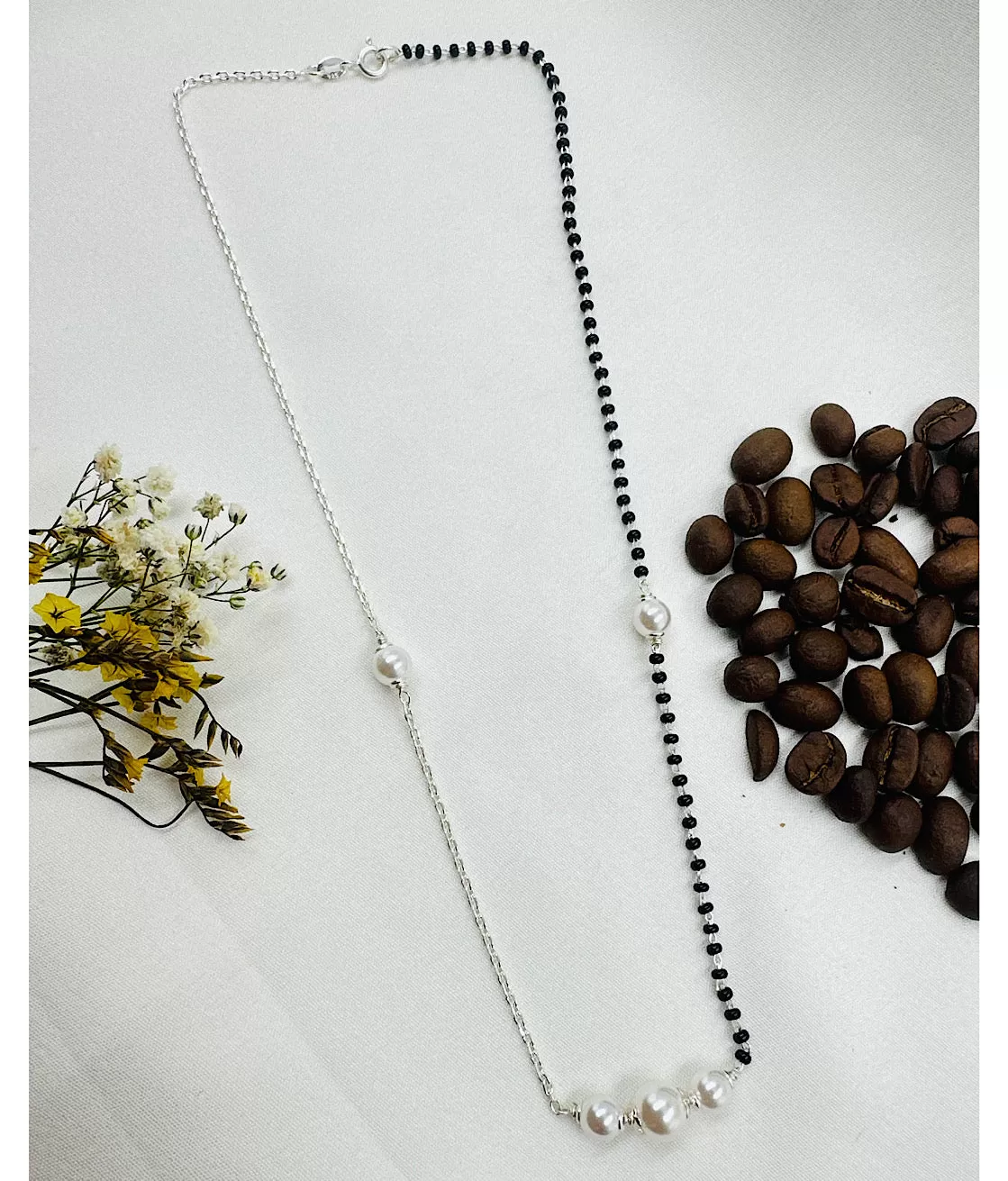 The Silver Pearl  Necklace/ Mangalsutra