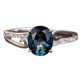 Unique Promise Sapphire Ring - 925 Sterling Silver