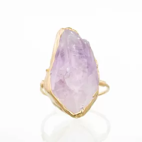 Vertical Raw Amethyst Ring, Gold Ring, Gemstone Ring, Raw