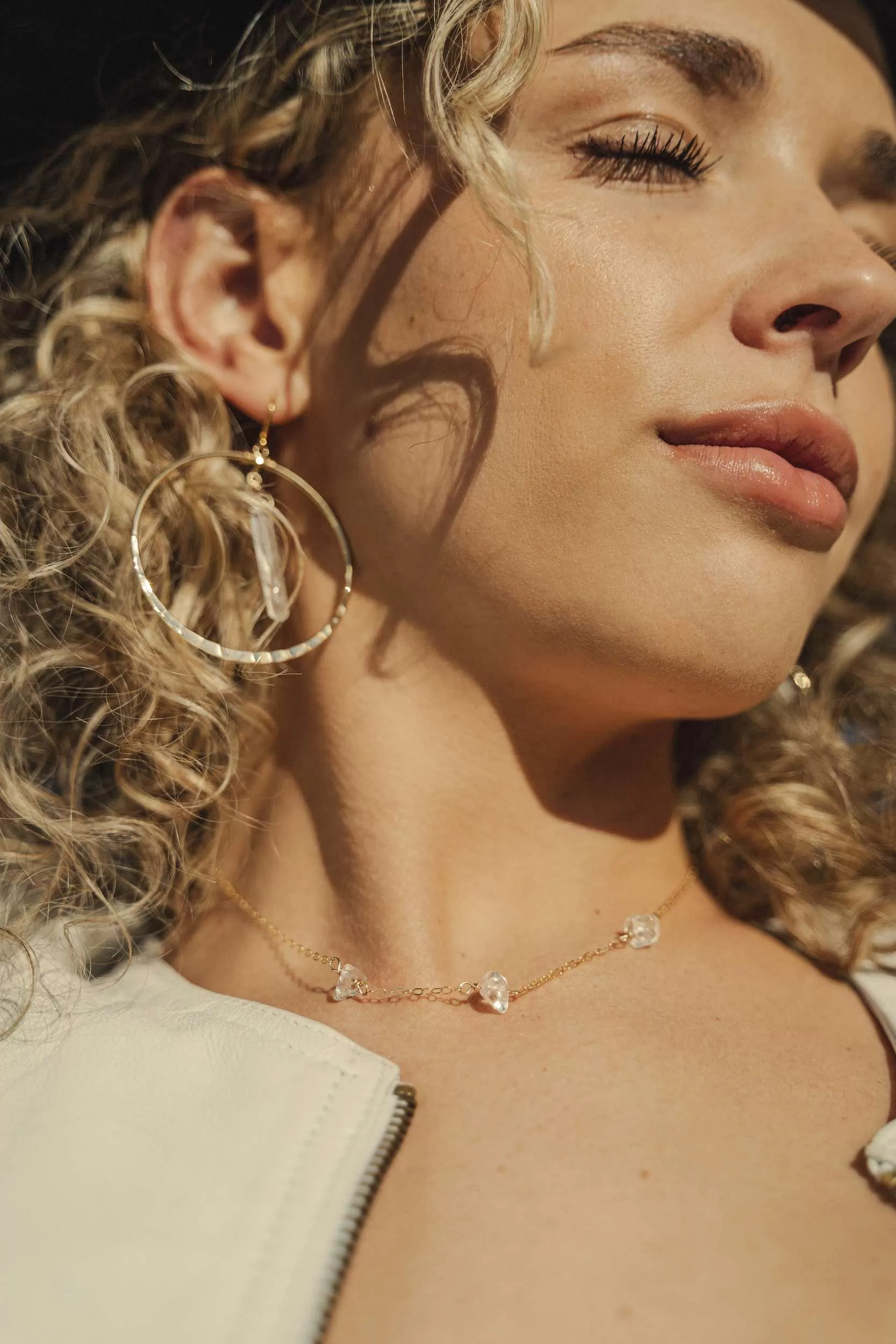 Wands of Light Quartz Hoops