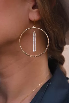 Wands of Light Quartz Hoops