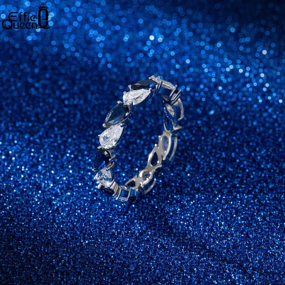 Water Drop Sapphire Silver Ring