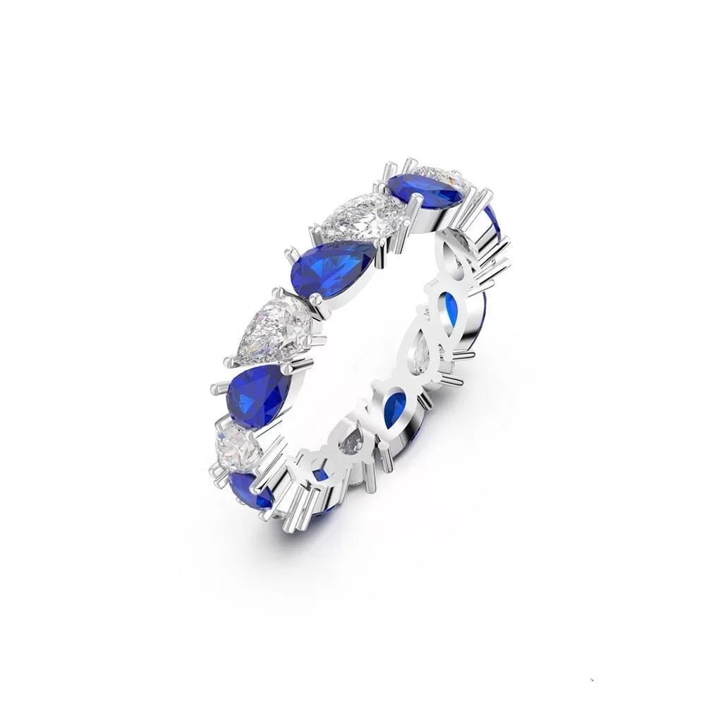 Water Drop Sapphire Silver Ring