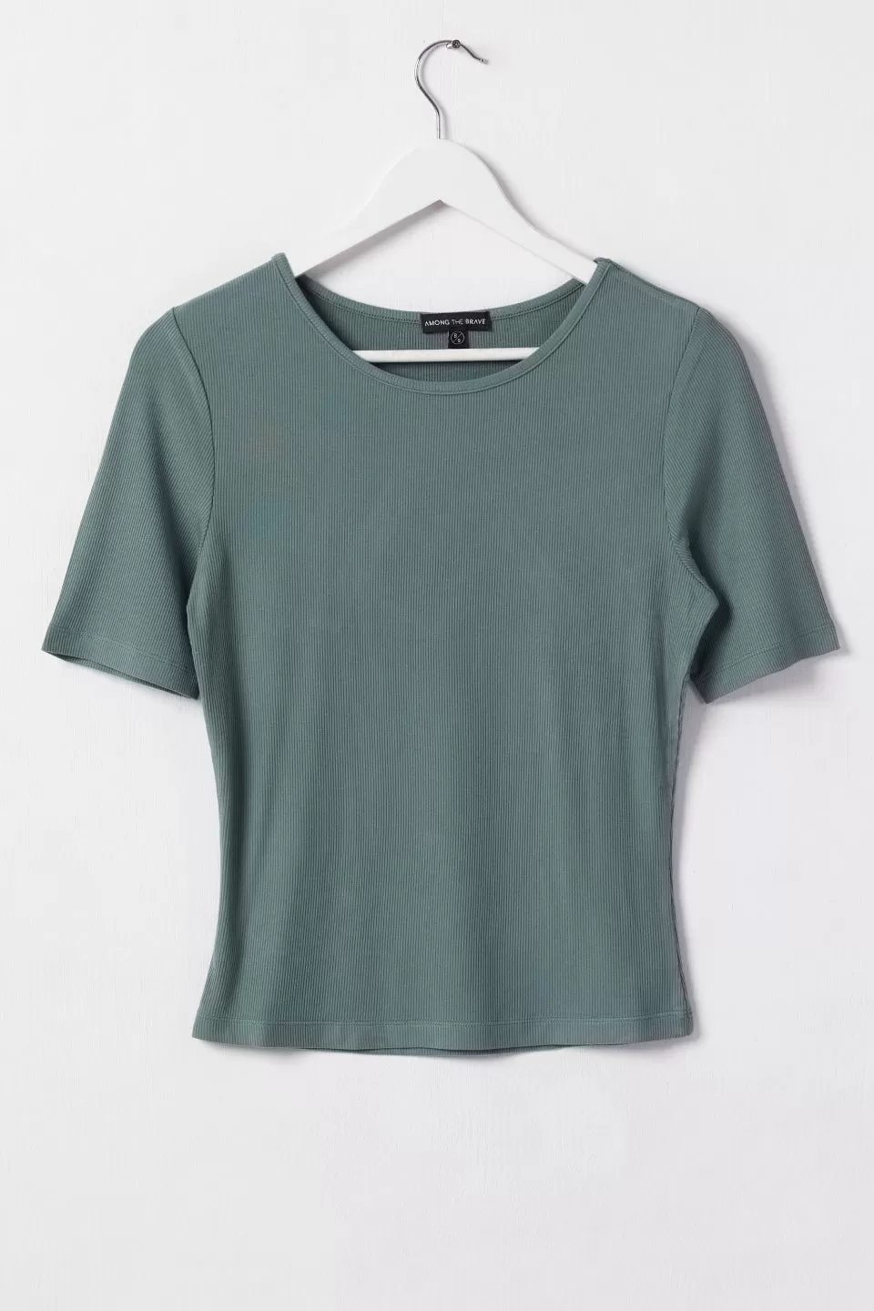 Wired Half Sleeve Slim Sea Green Rib Tee