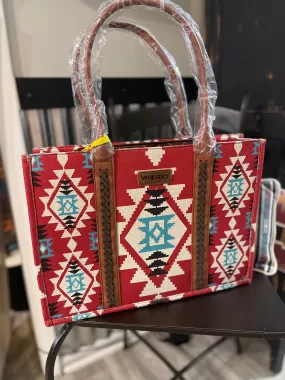 Wrangler Southwestern Pattern Wide Tote Burgundy