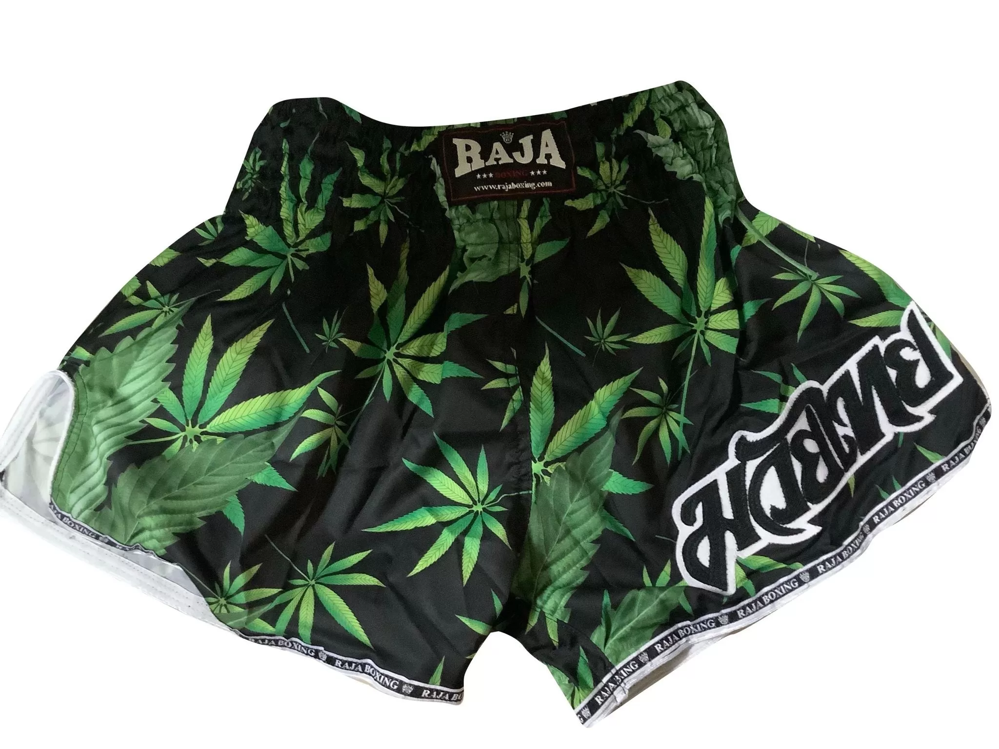 泰拳褲 Muay Thai Shorts:Raja Green Style Leaves 1 R50